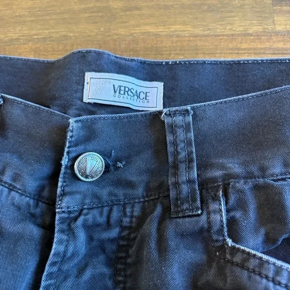 Vintage Versace Jeans Collection Pants Mens 32 Straight Logo Black Distressed